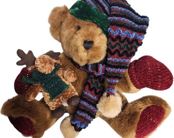 Gorro, manoplas y bufanda con diseño de oso navideño de Dan Dee de estilo vintage de invierno con alce