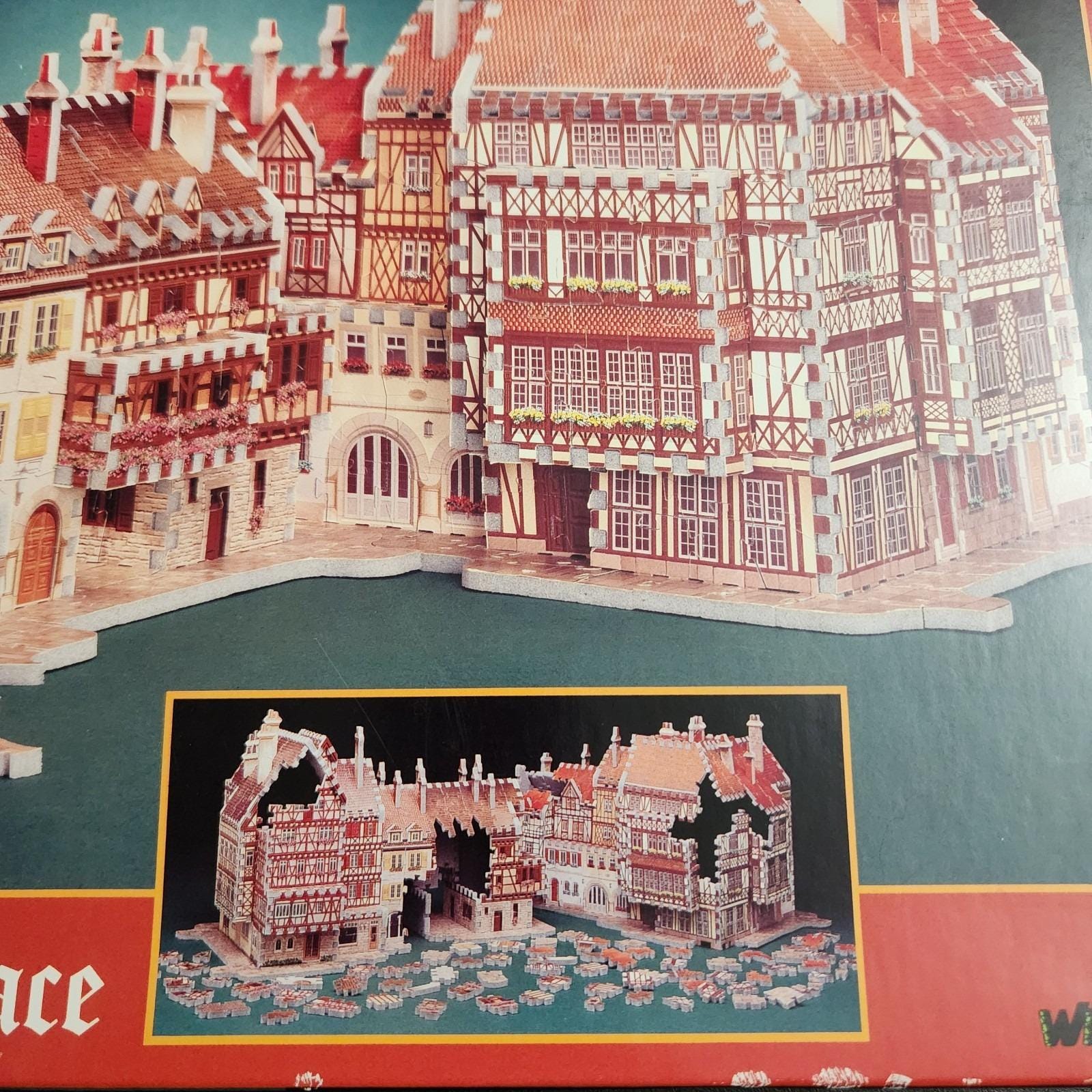 Vintage Wrebbit Puzz-3d French Town Architecture Alsace 959 Piece