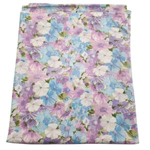Vintage Dubbellakan Canon Monticello Bomull Poly Lila Blå Blommor