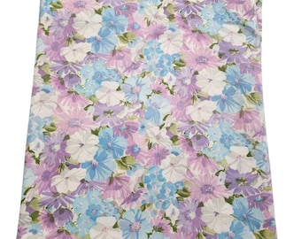 Sábana plana vintage doble tamaño completo Canon Monticello algodón poliéster flores púrpura azul