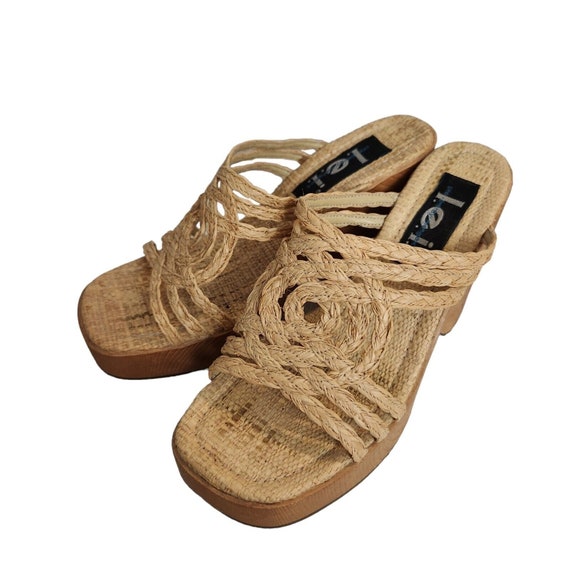 VTG L.E.I Jibe Women’s 7 Raffia Braided Strappy P… - image 3