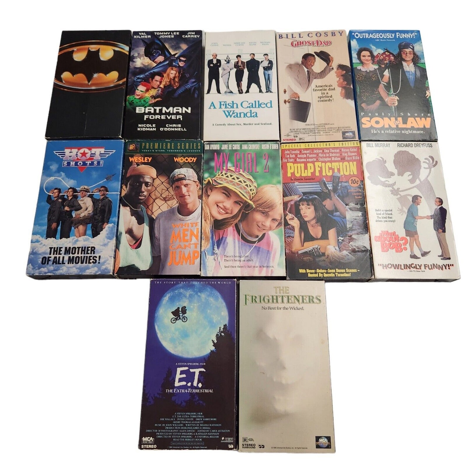 Cult Classic Vintage VHS Tapes Pulp Fiction E.T Hot Shots Batman