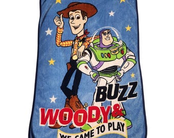 Couverture en peluche Disney Pixar pour enfants de l'an 2000 Toy Story Woody & Buzz Play