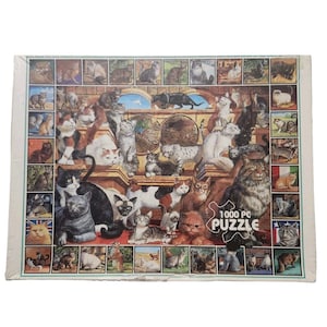Vintage 90s The World of Cats 1000 PC Jigsaw Puzzle 1998 White Mountain Puzzles 24” x 30”