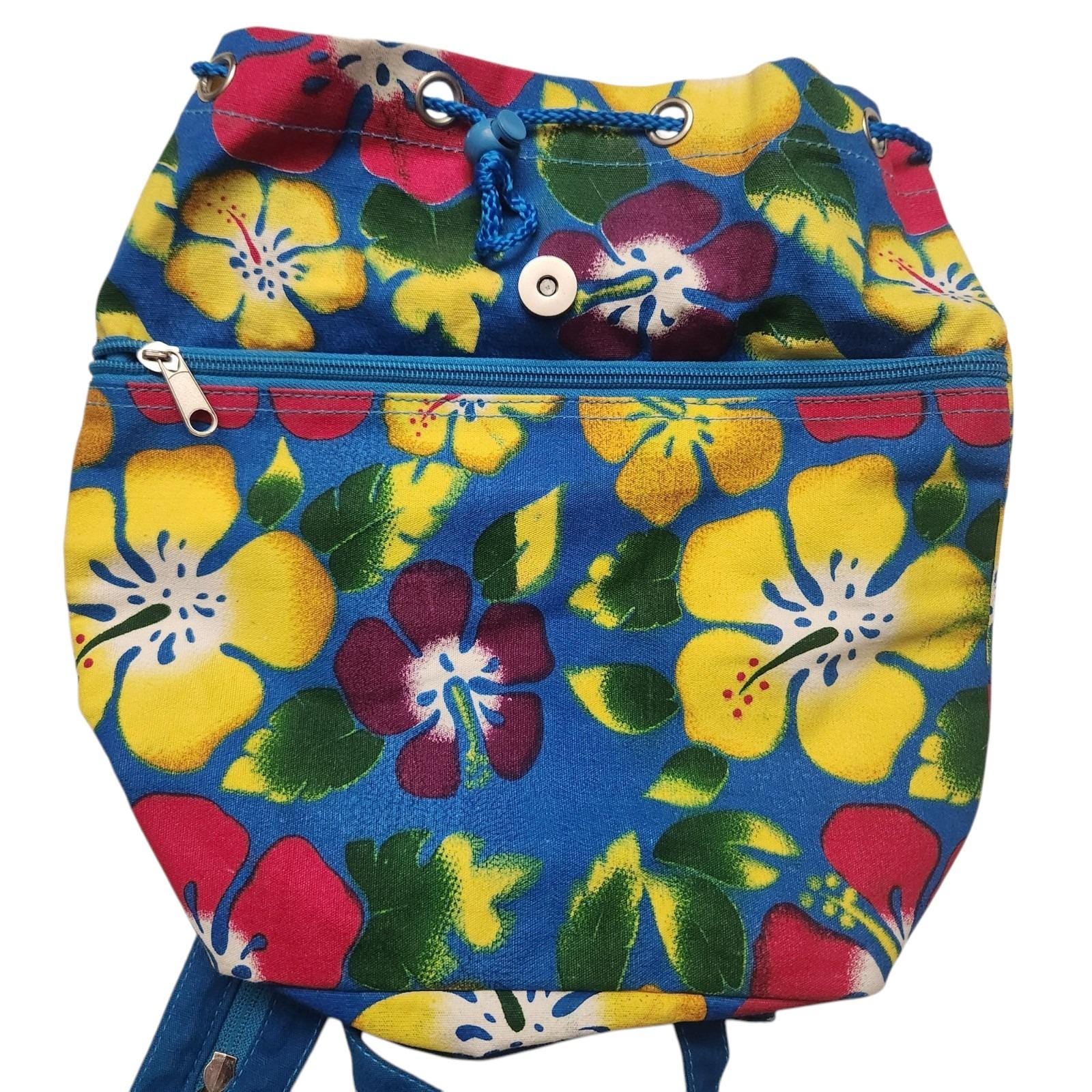 Backpack Purse Hibiscus Hawaiian Flower Print Boho Drawstring Adjustable Strap Hawaiian Hibiscus Sling Backpack – Durable Water-Resistant  main image 2