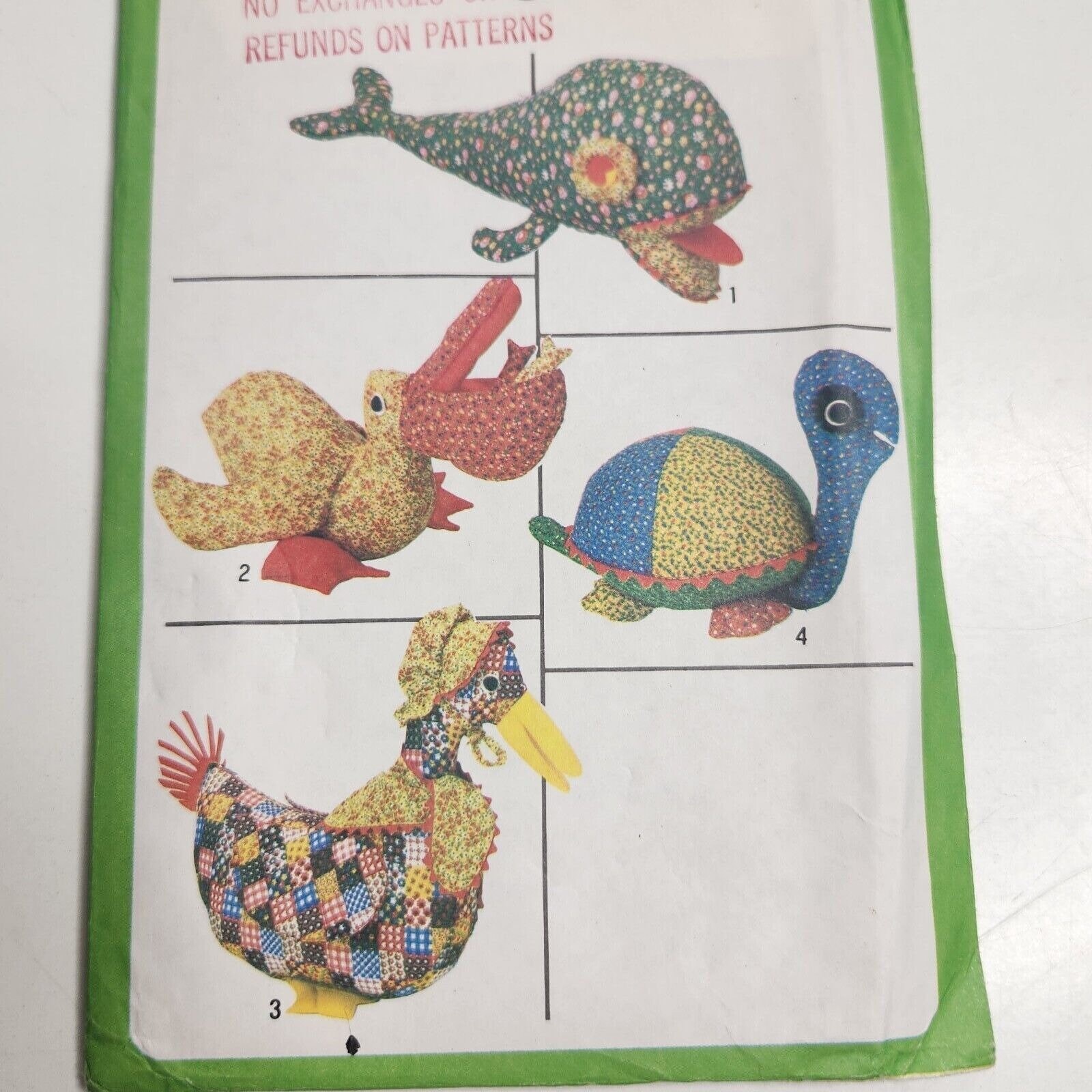 Simplicity Pattern #8779 Stuffed Animal Pillows Pelican Fish Whale ...