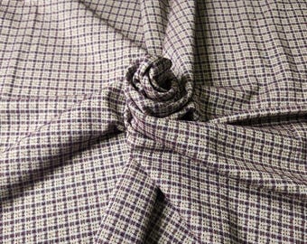 Vintage Poly Stretch Knit Purple White Plaid Fabric Yardage 2 Yards