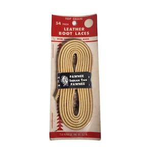 Vintage Indian Tan Pawnee Leather Boot Laces 54 Inch NOS in Package Made in USA