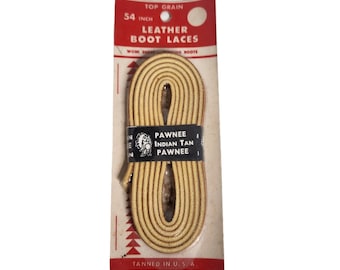 Vintage Indian Tan Pawnee Leather Boot Laces 54 Inch NOS in Package Made in USA