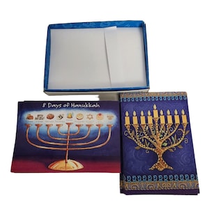 Hanukkah Cards Lighted Menorah Designs  Set of 19 Vintage 90s