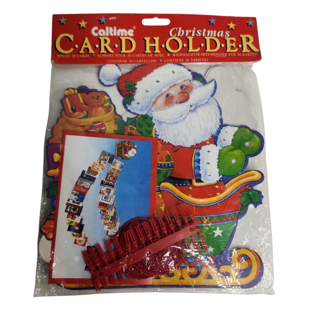 Vintage Santa in Sleigh Christmas Card Holder Made in England