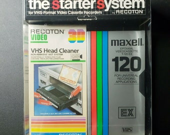 Vintage Recoton The Starter System VCR VHS Care Set Factory Sealed Cleaner & VHS Tape