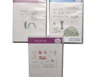 Stampin' Up Paper Pumpkin Cling Stamps Sayings Day by Day Lot of 3