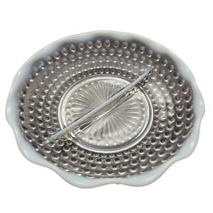 Vintage Anchor Hocking Moonstone Hobnail  8&quot; 2-Section Candy Dish Opalescent