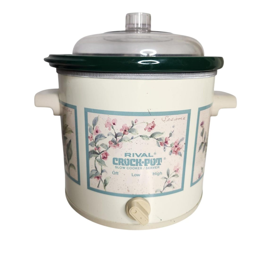 Slow Cooker Flower Pattern Vintage Rival Crock Pot Slow Cooker 3.5 Qt. Floral Flower Print ...