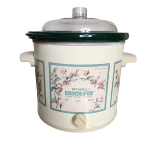 Vintage Rival Crock Pot Slow Cooker 3.5 Qt. Floral Flower Print Removable Crock