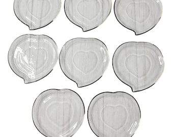 Juego de 8 platos de vidrio transparente Hazel Atlas Vintage de 7 pulgadas con forma de melocotón para merienda o almuerzo.