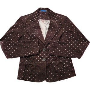 90&#39;s Vintage Delia’s Corduroy Blazer Jacket Brown and Pink Polka Dots XL