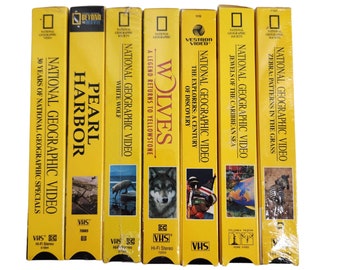 National Geographic 7 VHS Lot Pearl Harbor Wolves the Caribbean