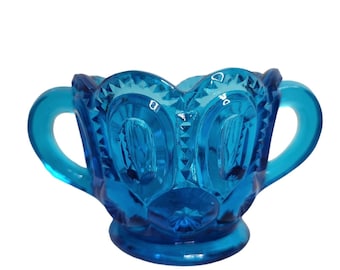 Vintage L E Smith Blue Moon and Stars Open Sugar Bowl
