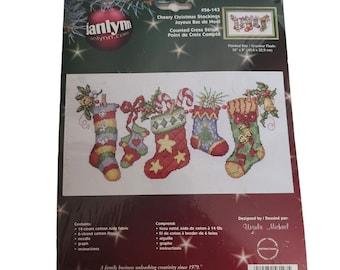 Janlynn Cherry Christmas Stockings Cross Stitch Kit 56-143 Ursula Michael 2002