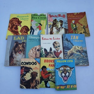 Vintage Paperback Childrens Animal Dog Stories Books Cowdog Lad a Dog White Ruff 1940s to 1960s