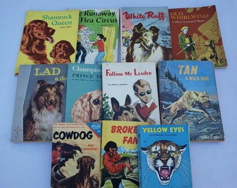 Vintage pocketbok för barn, djur, hundberättelser, cowdog, pojke, en hund, vit krage, 1940- till 1960-talen