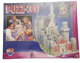 Bavarian Castle PUZZ 3-D Puzzle 1000 pc Wrebbit New Vintage 1996