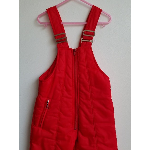 Vintage 90’s Red Kid Snow Bib Snowsuit Overalls T… - image 2