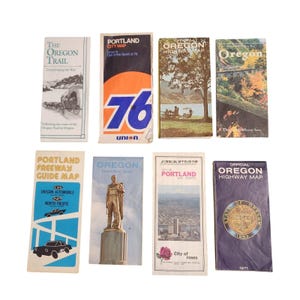 Vintage Lot von 8 Straßenkarten - Oregon Portland Landstraße gefaltete Karten 1970's - 90's PNW Pacific Northwest Maps