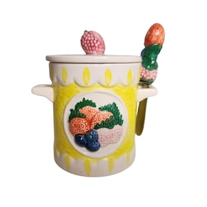 Market Basket Sigma the Taste Setter Vintage Jam Jelly Porcelain 1984 Cottagecore