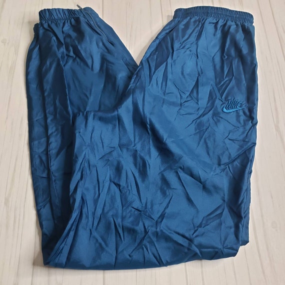 Vintage NIKE Flight Teal Blue Nylon Track Pants Sz Large 1 4 Zip