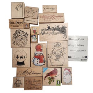 Lot de tampons de Noël pour scrapbooking, fabrication de cartes, bonhommes de neige, cloches du père Noël, oiseaux