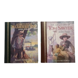 The Adventures of Tom Sawyer by Mark Twain/ The Adventures Of Huckleberry Finn Hardback Classic Books 80s 90s