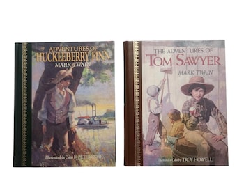 The Adventures of Tom Sawyer by Mark Twain/ The Adventures Of Huckleberry Finn Hardback Classic Books 80s 90s