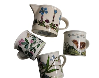 The Botanic Garden Portmeirion Set of 4 Vintage Cups and Creamer Butterflies Floral Print