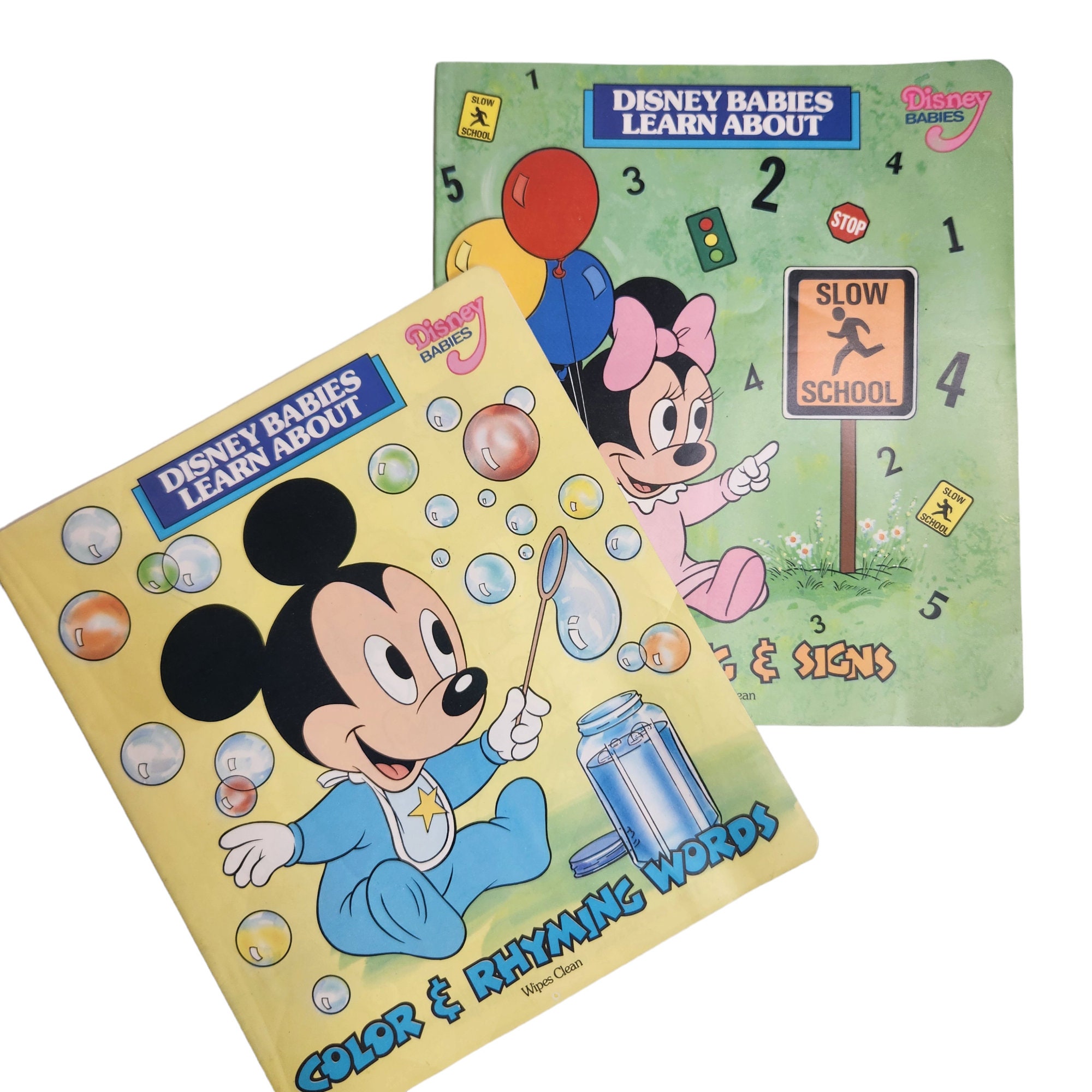 Vintage Disney Babies Learn About Booklets Counting & Signs Color,  Ryming Words, Weekly Readers 1987