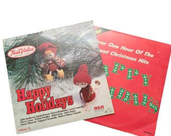 Vintage Christmas Records Happy Holidays 2 Record Set Vinyl Mistletoe Records