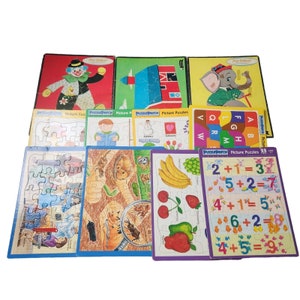 Vintage Playskool und Puzzle Patch Rahmen Tablett Puzzles Lot von 11 Lernpuzzles Kinderpuzzles Sammlerpuzzles