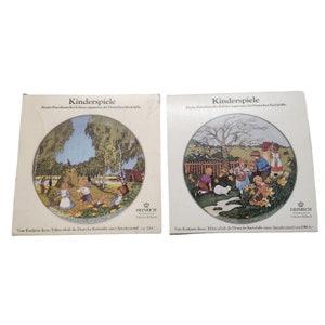 Vintage 9.5&quot; Heinrich Germany Villeroy & Boch Ostereiersuche and Heuernte Wall Plates