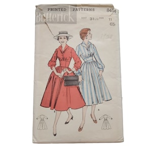 Vintage Empire Shirt Dress Butterick 8404 Sewing Pattern 50's Size 11  Bust 31.5