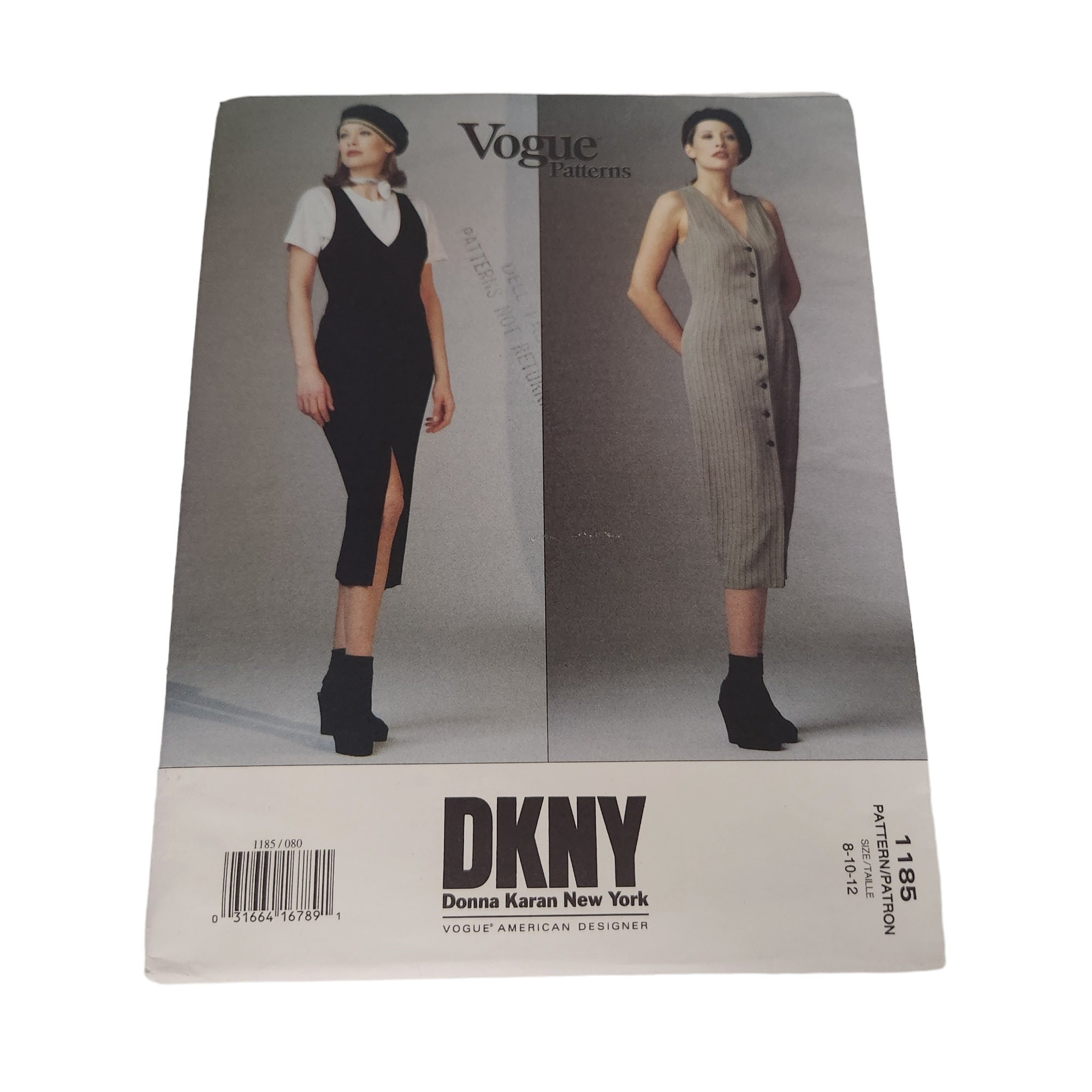 Vintage 90s Vogue Patterns #1185 Donna Karan Vintage Dress Sz 8-10-12 Uncut