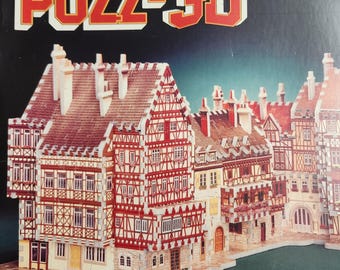 Vintage Wrebbit Puzz-3d French Town Architecture Alsace 959 Piece