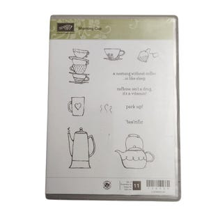 Stampin Up MORNING CUP Cling Mount Stamps Coffee Tea Perk Up Kettle
