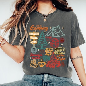 Trendy Camping Shirt, Comfort Colors Retro Camping T-shirt, Camping Family Matching Tee, Camp Lovers Gift, Camp Lovers Tee