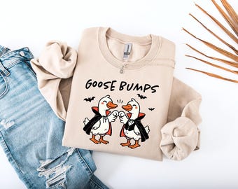 Trendy Goose Bumps Halloween Sweatshirt, Lovely Goose Halloween Sweater, Cute Halloween Girly Tee, Cute Halloween Women Gift