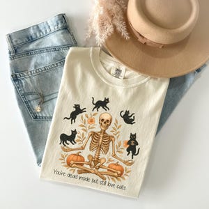 Halloween Skeleton Juggling With Black Cats Shirt, Comfort Colors You&#39;re Dead Inside But Still Love Cats T-shirt, Cat Lovers Halloween Gift