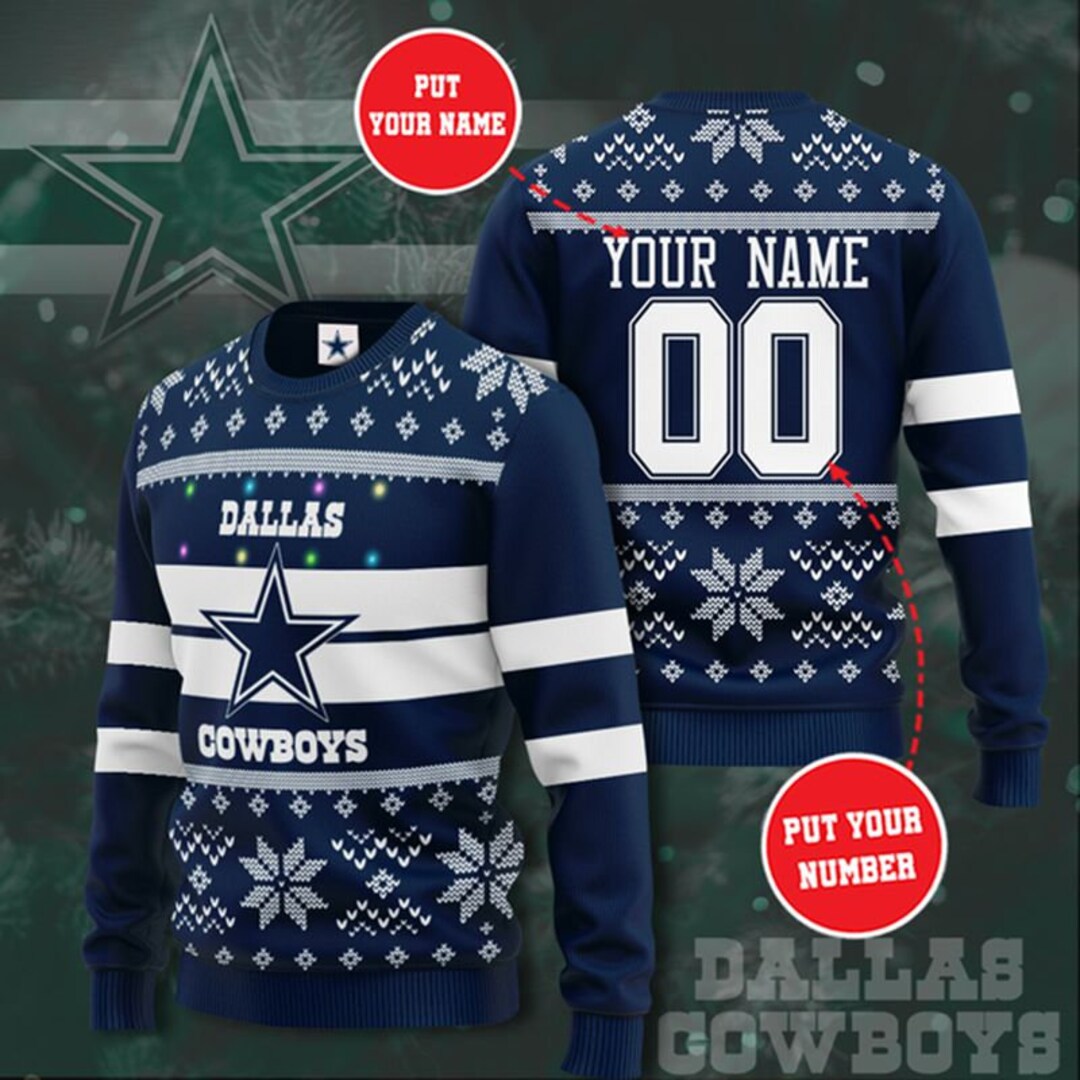 Personalized Dallas Cowboys Christmas Sweater Etsy