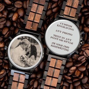 Unique Engraved Watch | Green Face Wooden Strap | Special Mens Gift | Meaningful Personalised Keepsake | Anniversary Present | Emperor Prism image 6