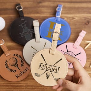 Personalized Leather Golf Bag Tag,Custom Engraved Golf Bag Tag,Golf Tee Holder,Monogrammed Golf Accessory Gift,Father&#39;s Day Golf Gift